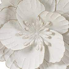 Luxenhome Distressed White Metal Flower