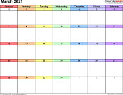 All our printable monthly calendar 2021 are free for personal use only and if you think they are useful please link to us. March 2021 Calendar Templates For Word Excel And Pdf