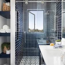Blue Glass Shower Tiles Design Ideas