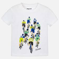 Mayoral Short Sleeved T Shirt Cyclist Print White