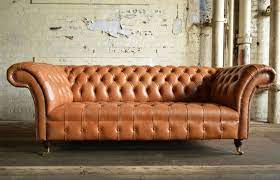 Vintage Tan Leather Chesterfield Sofa