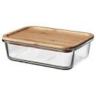 Food container with lid, rectangular glass/bamboo34 oz (1.0 l) Ikea 365+