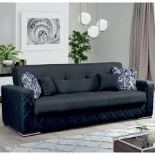 Quality Fabric 3 Seater Sofa Bed Black