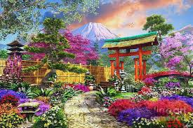 Hd Japanese Garden Painting Wallpapers