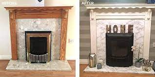 updated fireplace using marble self