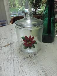 Glass Poinsettia Cookie Jar