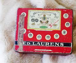 antique jewelry rare red coin tin box