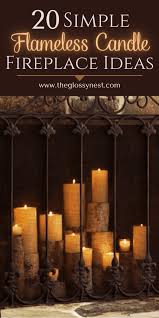 A Fireplace Mantle With Flameless Candles