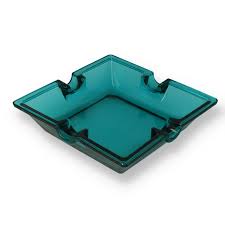 Glass Cigar Ashtray Turquoise Frosted