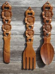 Spoons 60s 70s Vintage Tiki Wood