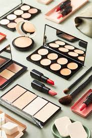 elegant arrangement of cosmetics by