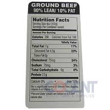 meat label ground beef 90 lean 10 fat