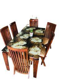 Fl Glass Top 6 Seater Dining Table
