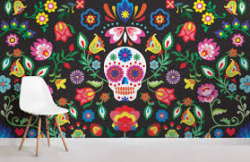 Mexican Sugar Skull Wallpaper Mural Hovia