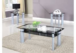 black 3 piece gl top coffee table