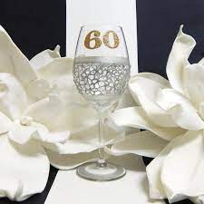 Hand Painted 60th Birthday Wine Glass