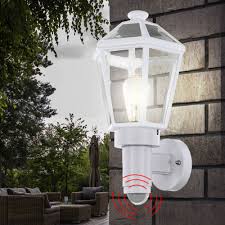 outside wall lantern with sensor in white