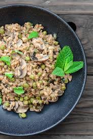 one pan farro recipe with mushrooms and