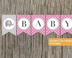 Baby Shower Banner Pink Grey Elephant Printable Diy Pdf Oh Baby Girl Baby Shower Party Supplies Decorations Banner 030