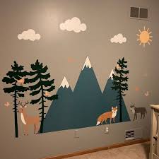 Mountain Wall Decals Sun And Cloud
