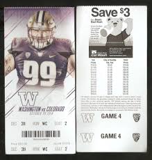 2018 University Of Washington Huskies Game Used Tickets Vs