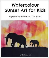 Watercolour Sunset Art For Kids