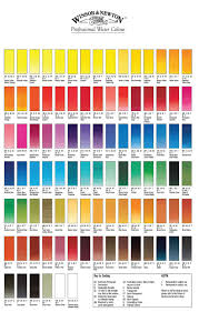 Winsor Newton Artists Watercolour 37ml Colour Chart In
