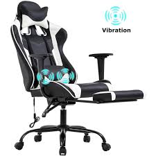 A gaming chair is at the center of any gaming setup. Pc Gaming Chair Racing Office Chair Ergonomic Desk Chair Massage Pu Leather Recliner Computer Chair With Lumbar Support Headrest Armrest Footrest Rolling Swivel Task Chair For Women Adults White Walmart Com