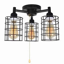 Baiwaiz Industrial Ceiling Light With Pull Chain Metal Wire Cage Sem Farmhouse Home Lighting