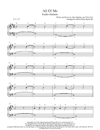 All Of Me By John Legend Piano Sheet Music Rookie Level
