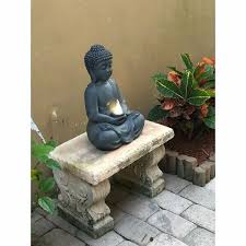 Meditating Buddha Garden Statue W Solar