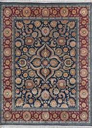 blue hand knotted wool and silk rugs