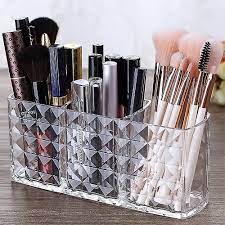 makeup brush holder 3 slots clear