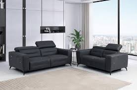 Adriano Dark Grey Leather Recliner Sofa