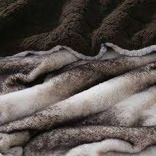brown faux fur and sherpa throw blanket