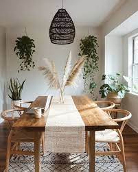 bohemian style minimalist dining room
