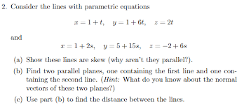 lines with parametric equations