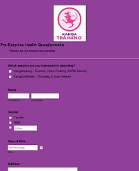pre exercise health questionnaire form