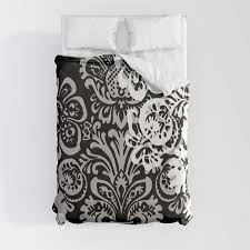 black and gray damask duvet cover by