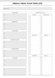 free meal planning templates pdf word