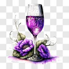 Purple Wine Glass With Party