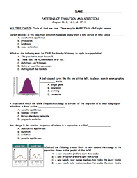 Evolution by natural selection is not progressive, it does not change the characteristics of the individuals that are selected, it changes only the characteristics of the population. Patterns Of Evolution And Selection Worksheet For 9th 12th Grade Lesson Planet