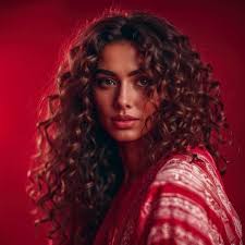 young arab beauty woman curly long hair
