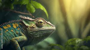 green chameleon in jungle horizontal