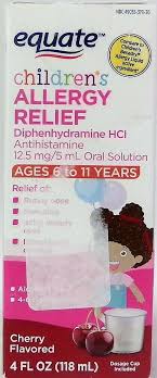 Equate Cherry Flavor Childrens Allergy Relief Antihistamine 4 Fl Oz