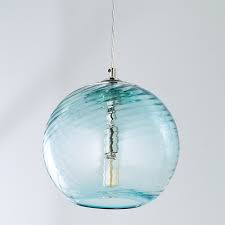 Rippled Glass Fishbowl Pendant Coastal Pendant Lighting Hanging Lamp Glass Fish Bowl