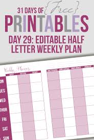 Half Letter Horizontal Weekly Planner Day 29 I Heart Planners
