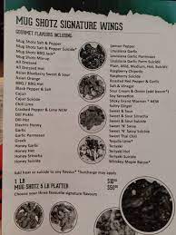 menu at mug shotz sports bar grill