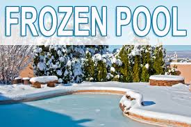 This automatic pool cover for inground pool rolls off electrically with absolute ease. Frozen Swimming Pool What To Do With A Frozen Pool Intheswim Pool Blog