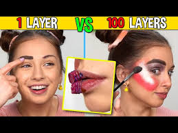 100 layers vs 1 layer of makeup
